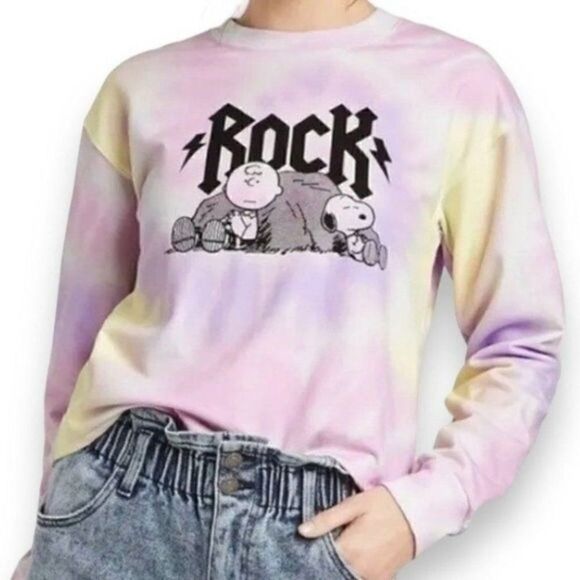 Peanuts Snoopy & Charlie Brown Rock Out Tie Dye Sweatshirt - Picture 3 of 10
